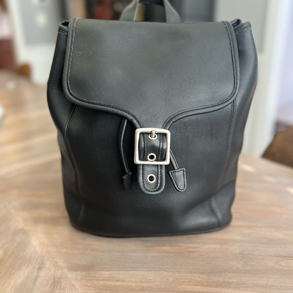 Coach Black Leather Backpack